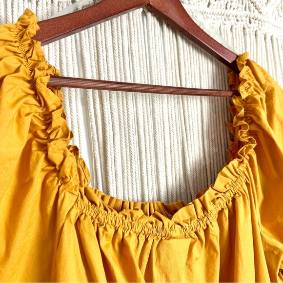 Ashley Stewart Cotton Cinch Waist Off Shoulder Yellow Top Size 14/16 - Picture 3 of 8